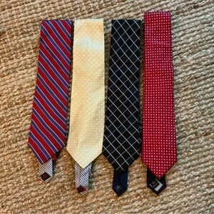 Set of 4 Tommy Hilfiger 100% Silk contrasting pattern tie designs